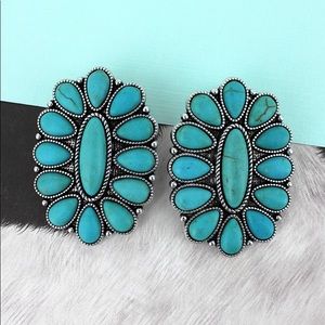 Turquoise cluster earring studs